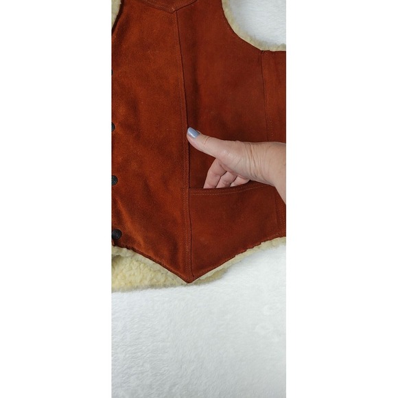 Dee Cee Brand Western Vest Suede Sherpa Lined Sleeveless Jacket Large - Picture 4 of 8